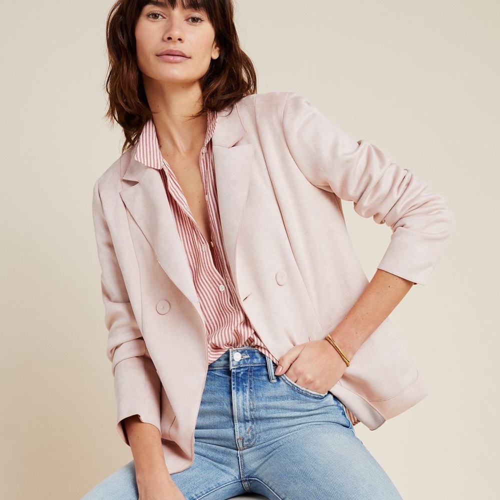 Anthro Monarc Charli Pink Suede Blazer NWT